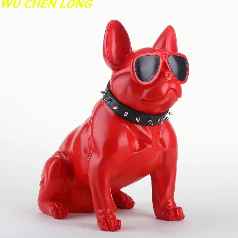 WU CHEN длинная 60 см счастливый Французский бульдог Художественная Скульптура