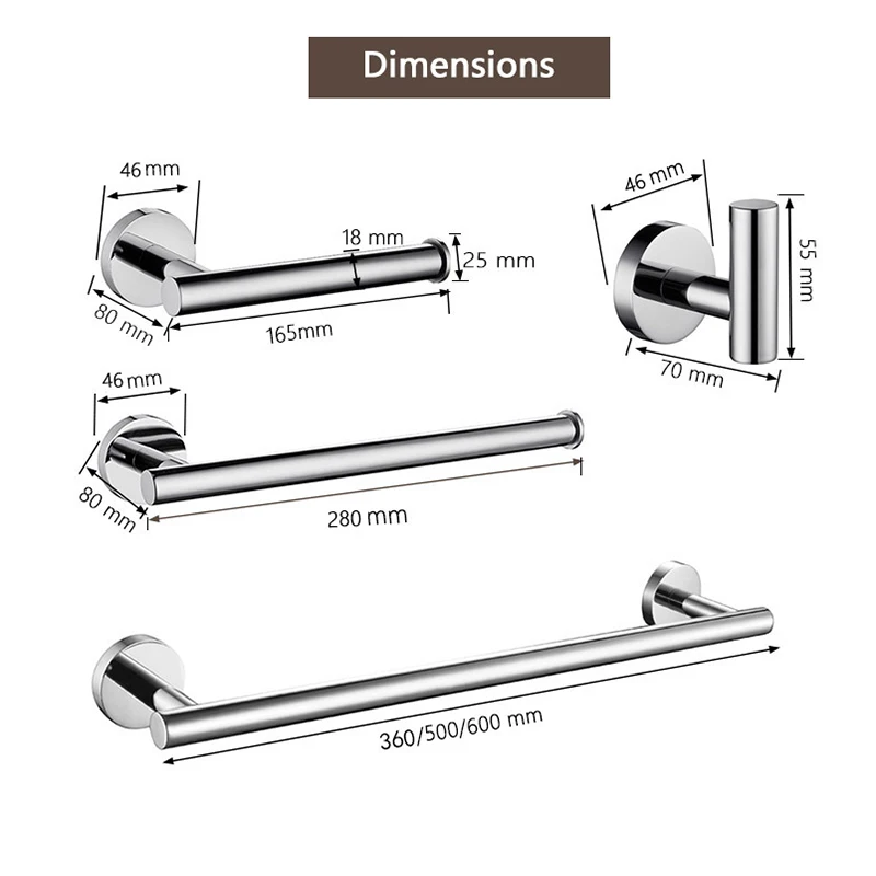 Round Bathroom Accessories Stainless Steel Brushed Toilet Paper Holder Towel Ring Robe Hook Towel Rail Bar Bathroom Hardware paper towel holder toilet paper holder towel hook bathroom hardware set bathroom hardware accessories
