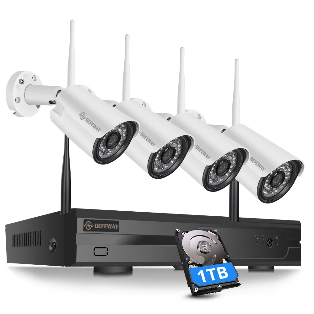 

Defeway 8CH H.265+ Wireless 1080P HD NVR 4PCS 2.0MP IR Outdoor P2P Wifi Security Camera CCTV System Surveillance Kit with 1TB