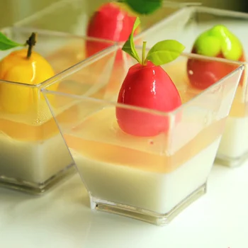 

50/100pcs Square Dessert Cups Mini Plastic 2oz Clear Party Wedding Decor Transparent Dessert Cup VJ-Drop