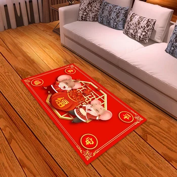 

2020 Indoor Outdoor Chinese New Year Rubber Non-slip Backing Entrance Door Mat Area Carpet For Living Room Bedroom New Year Gift