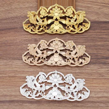 

6pcs Zinc Alloy Metal Casted Filigree Flowers Charms Loops Connectors Findings DIY Hair Ring Holder Head Jewelry Accessories