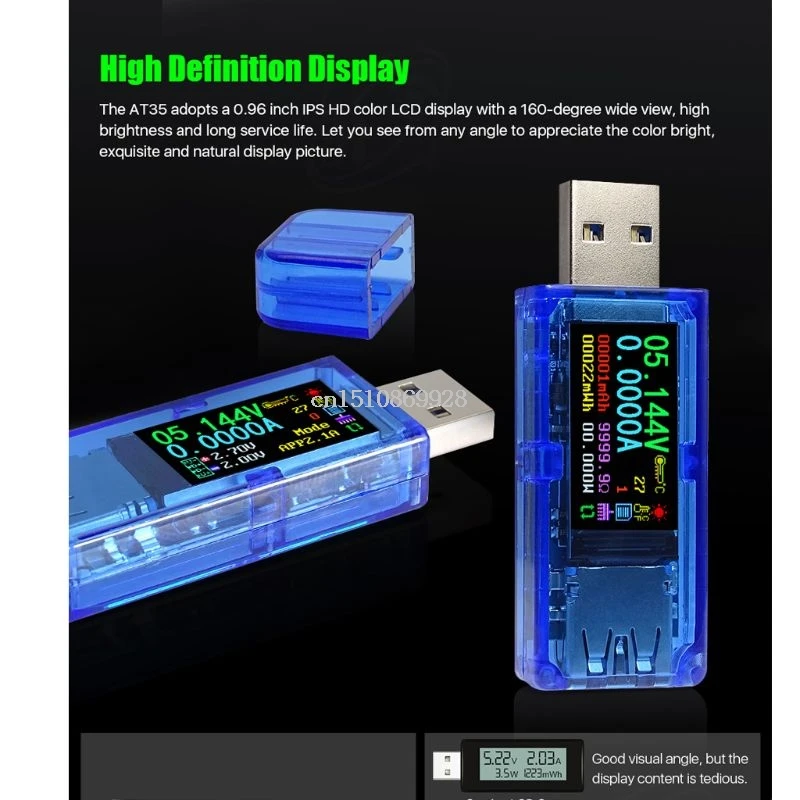 AT35 USB 3,0 ЖК-мультиметр Вольтметр Амперметр измеритель тока power Bank тестер 448A