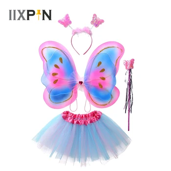 

4Pcs Kids Girls Fairy Princess Cosplay Outfit Stage Performance Costume Dance Party Fancy Dress Up Clothes Ballet Tutu Skirts