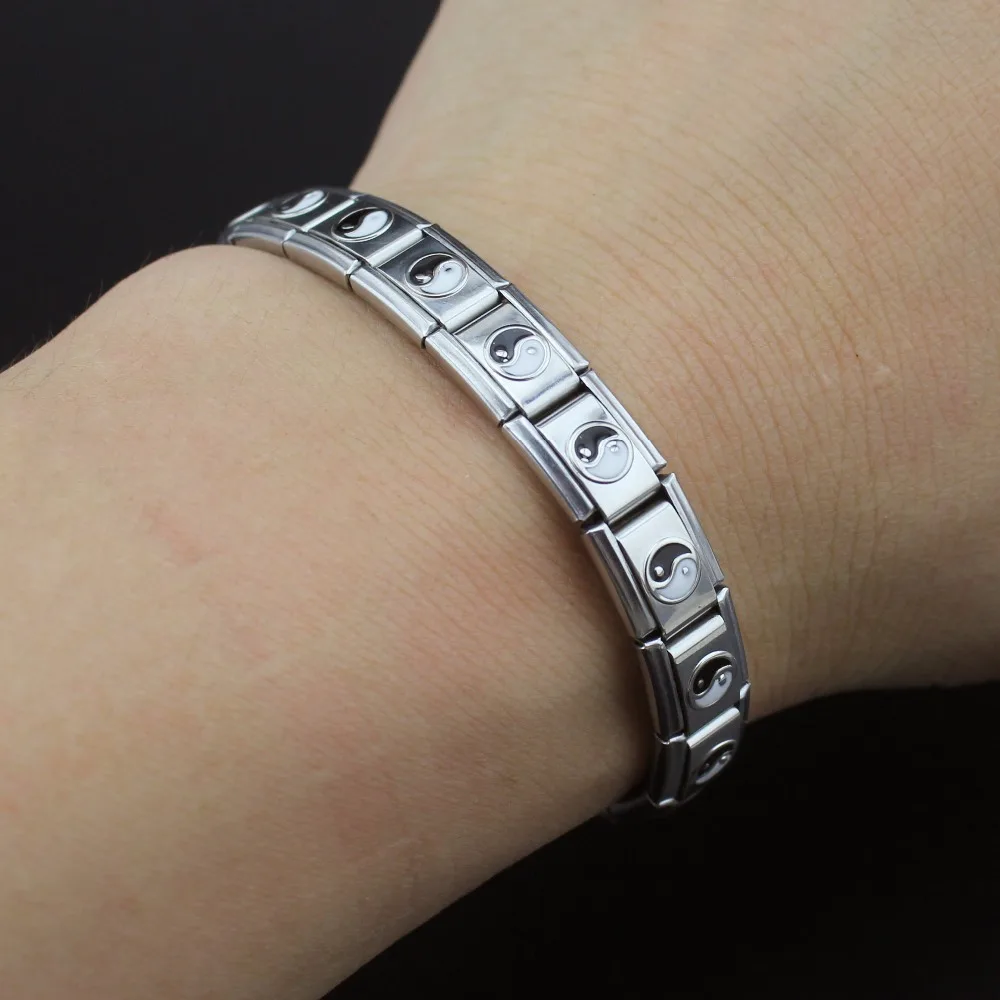 Hapiship Women Man Fashion Style Jewelry Heart Flower Butterfly Cross Dolphins Stainless Steel Elastic Bracelet Bangle ST00