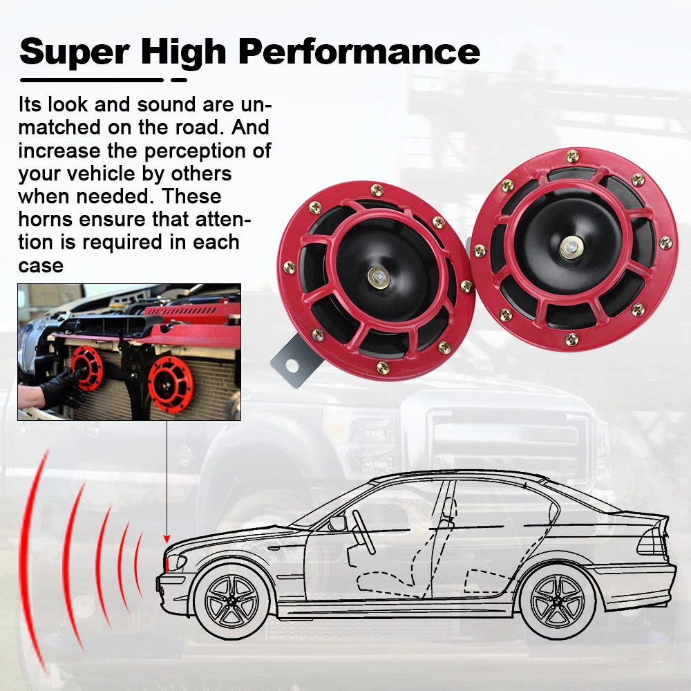 PQY-For Motorcycle Car 2pcs 12v 115DB Super Loud Compact Electric Blast Tone Air Horn Kit PQY-LB31