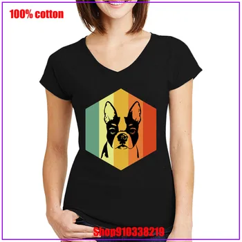 

2020 Boston Terrier Retro Animals graphic tees women streetwear women V-neck clothes aesthetic clothes