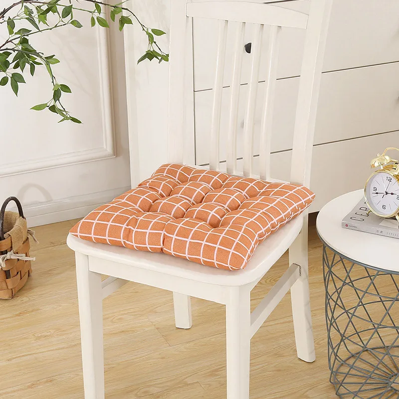 Orange-Plaid Печатные подушки, стулья, подушка для сидения, японские татами, маленькая Цветочная квадратная подушка для стула, садовая мебель, защитный коврик для дивана - Цвет: Orange-Plaid