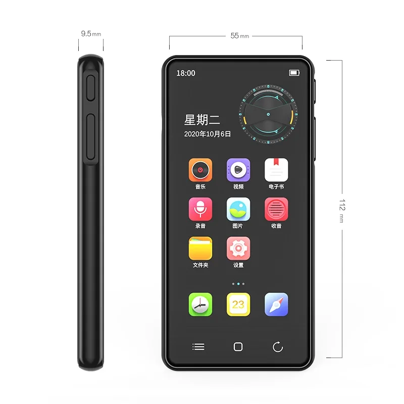 RUIZU H8 Android WiFi MP4 Player Bluetooth 5.0 Full Touch Screen 4inch 16GB Music Video Player With FM Recording E-book mp4 player music player mini media player