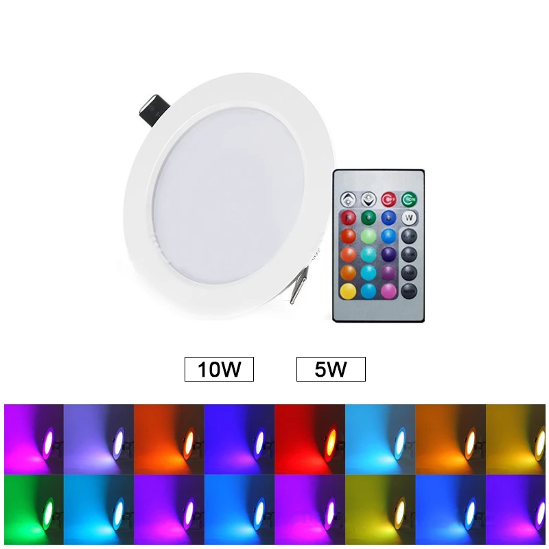 

Round RGB LED Panel Light + Remote Control 5w/10w Recessed LED Ceiling Panel light AC85-265V+Driver