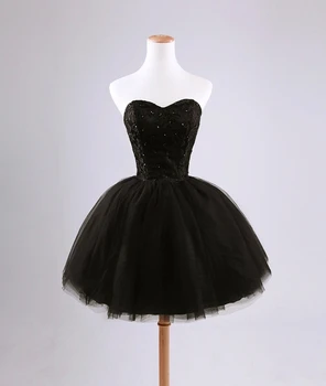 

New black fluffy fashion temperament banquet party dress