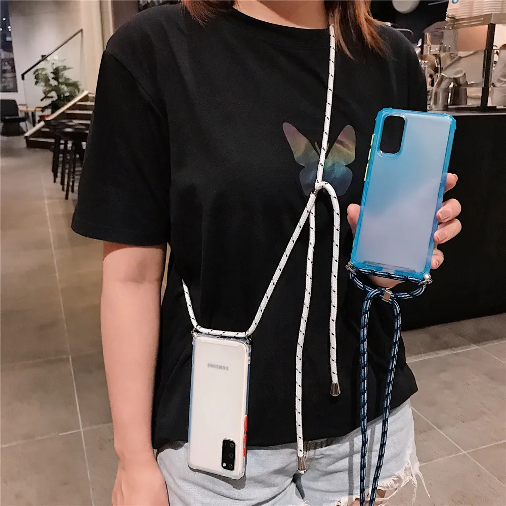 Прозрачный чехол через плечо с ремешком для Xiaomi Redmi Note 9S 9 S 8T 6 5 4X 7 Pro 8A 6A Mi 10 A3 Lite