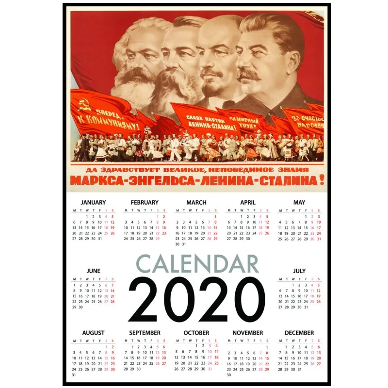 

USSR CCCP Retro 2020 Calendar Poster World War II Russian Joseph Stalin Leninist Political Soviet Union Classic Wall Sticker