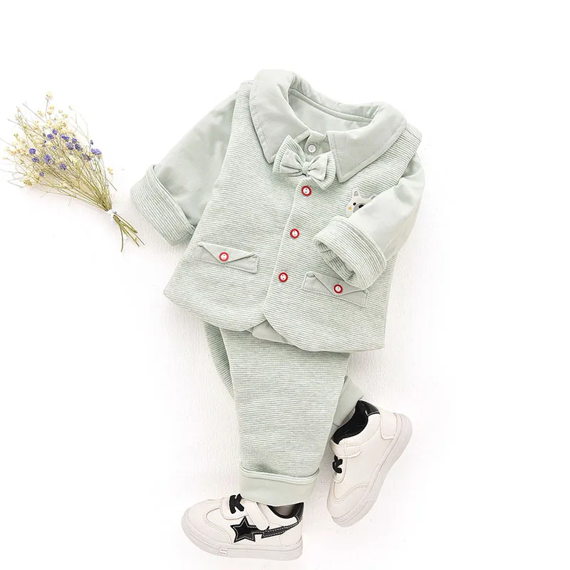 Infant Baby Clothes Suits Girls Boys Clothing Sets Children Suits 3 Pieces Tops Pants Vest Long Sleeve Spring Autumn Outfits - Цвет: green 66CM