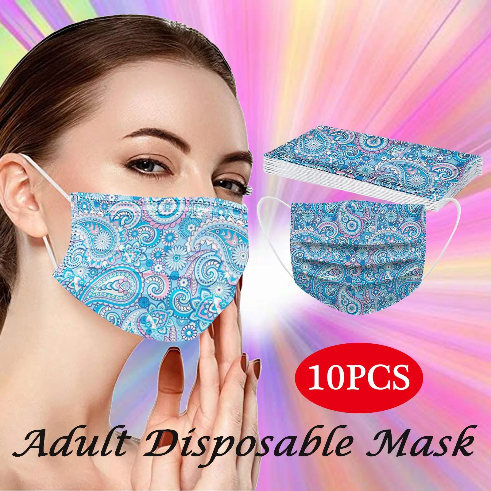 10PCS Disposable Adult's Masks Paisley Printed Mouth Mask With Design Mascarillas Higienicas Homologadas Mascarillas Antivirales