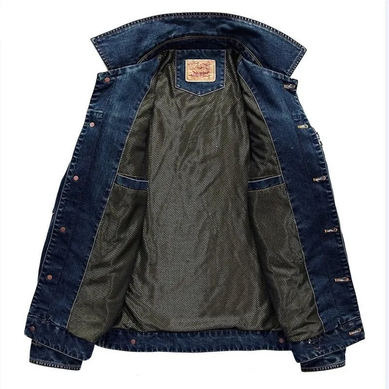 Autumn Winter Retro Denim Jackets Men Brand Jeans Coats Cowboy Military Bomber Jackets Denim Coat Men Outwear Masculina 4XL