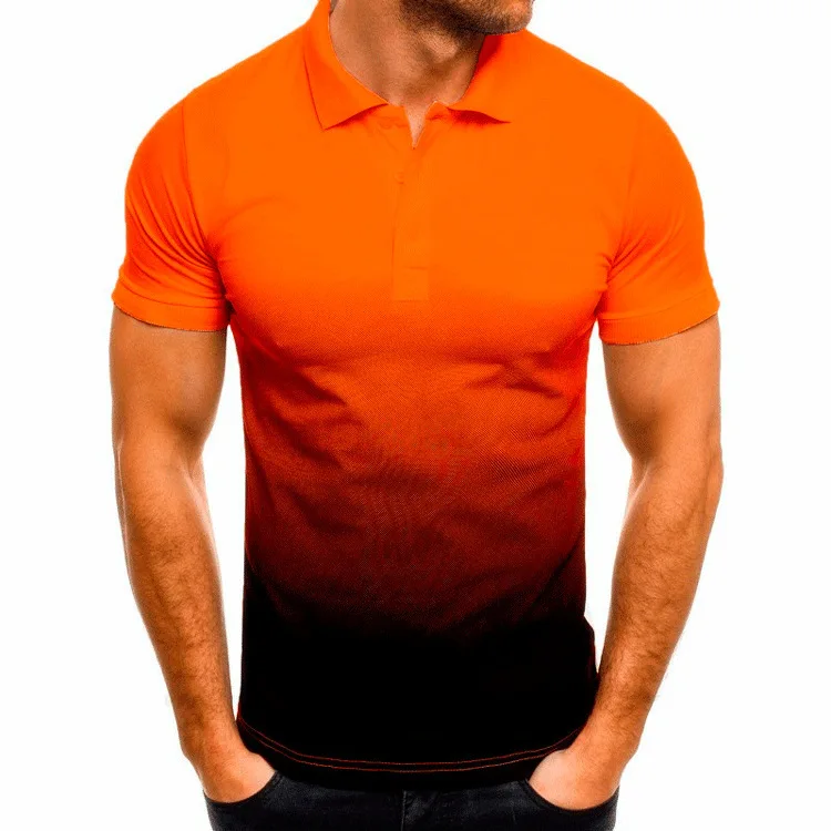 MRMT 2024 Brand New Men\'s Casual T-Shirt 3D Digital Print Gradient Color Lapel Men Polo Tees Shirt Short-Sleeved Man Polo Shirts