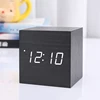 Mini Wood Sounds Control Clock New Modern Wood Digital LED Desk Alarm Clock Bedside Table Clock Calendar Table Decor 3