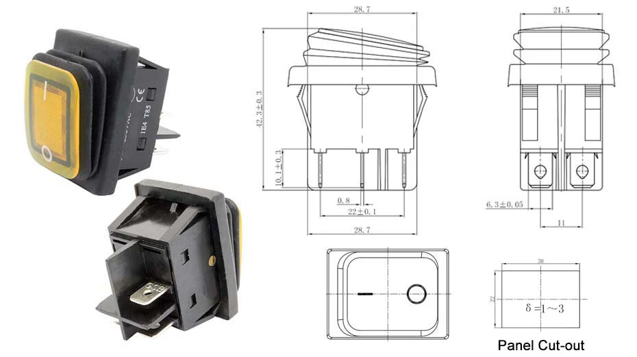 dpst waterproof rocker switch 1