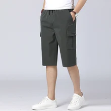 Поп шорты милитари эластичная талия и мешковатые несколько карманов для летних мужчин хороший поп 5XL