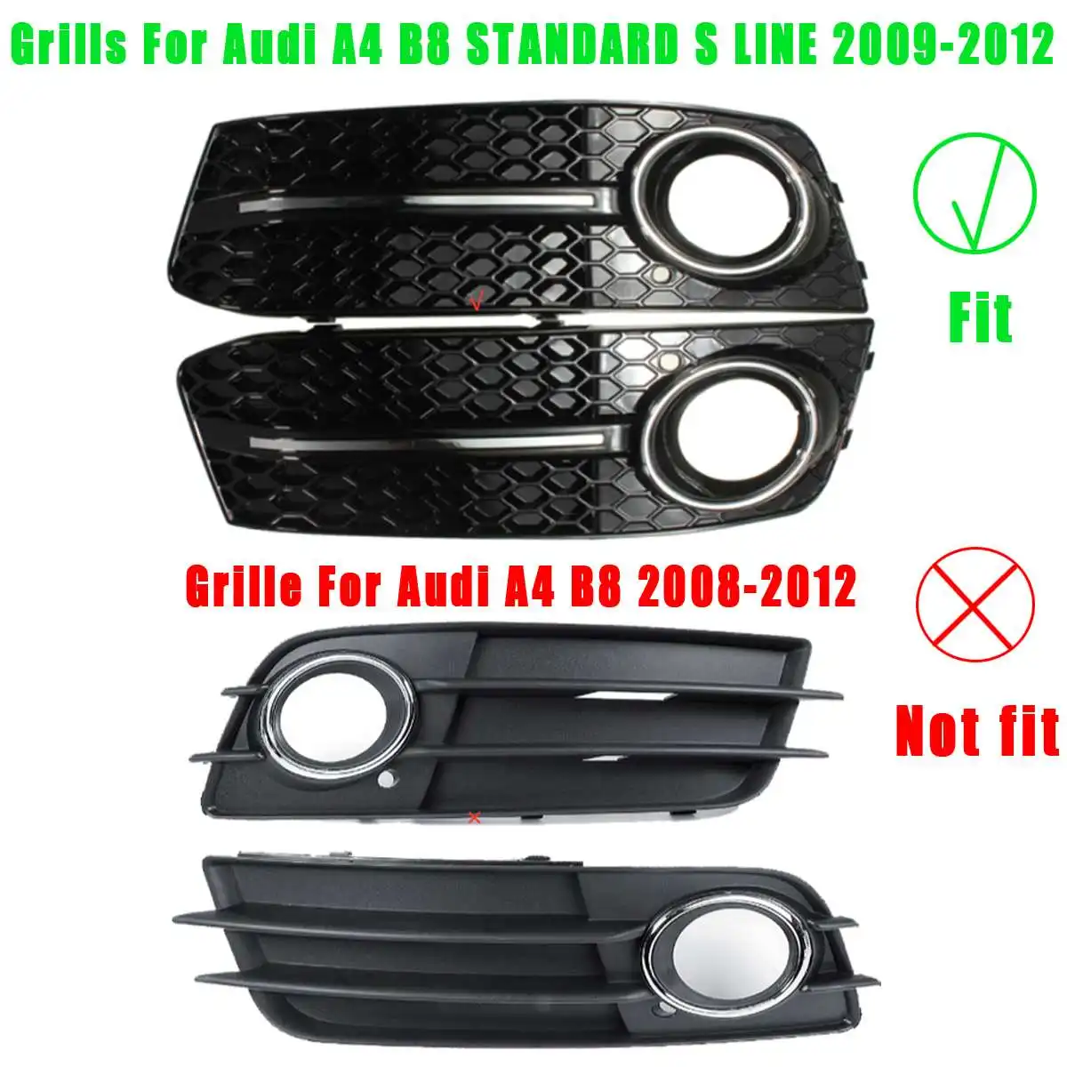 Противотуманный светильник глянцевый черный для Audi A4 B8 STANDARD S LINE 2009 2010 2011 2012 2