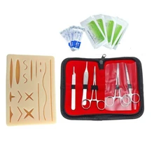 Pele sutura prática almofada de silicone com ferida simulado kit de treinamento equipamentos de ensino agulha tesoura ferramenta kit