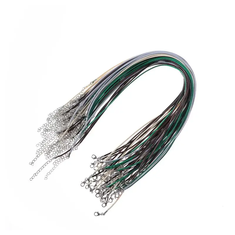 10Pcs 60cm Couples Necklace Men Women 1.5mm Jewelry Making Beading Crafting Waxed Cotton Cord Rope with Clasp(Assorted Color