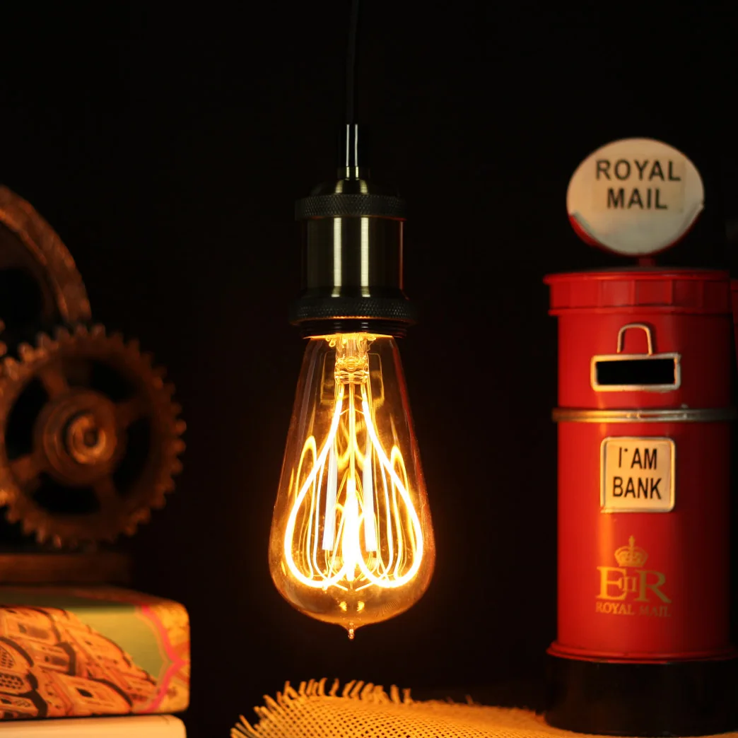 

Japan 100V 4W Edison Bulb ST64 Tip Pulling Heart LED Flexible Filament Warm Light Decorative Lights