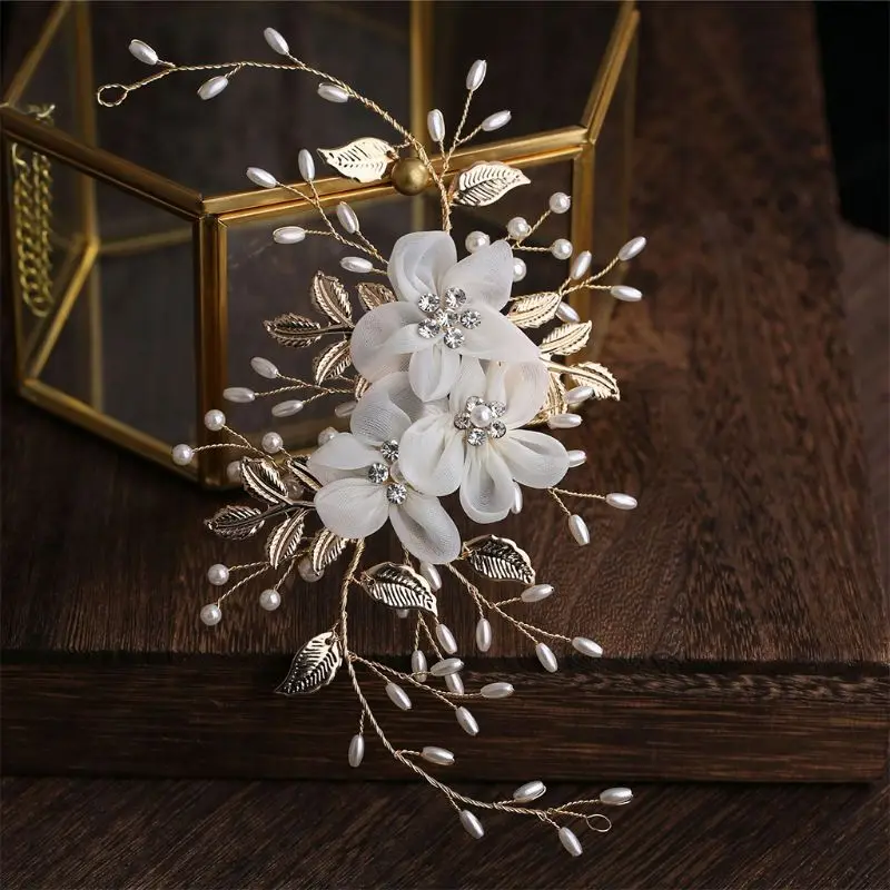

Bridal Headdress Wedding Head Hoop Women Artificial Pearl Rhinestone Headband T4MD