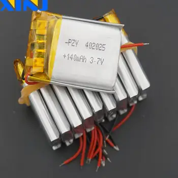 

XINJ 10pcs 3.7V 140 mAh Li lithium-polymer battery li po Li ion cell 402025 For Sat nav car DVC DVR driving recorder headphones