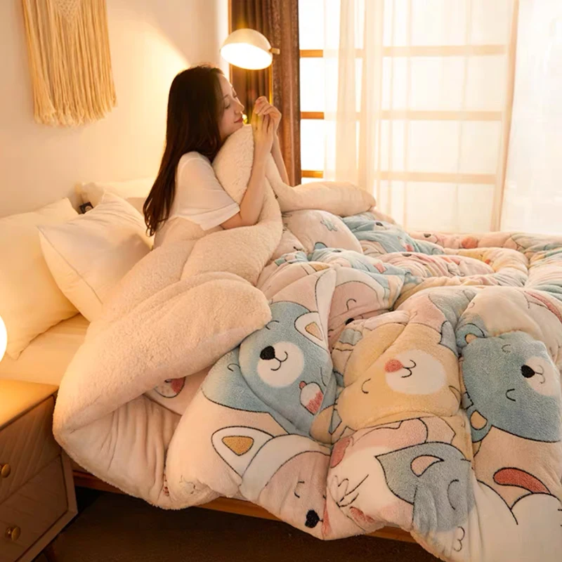 Bed Comforter Twin/Queen/King Size Patchwork Thicken Warm Quilt Duvet Winter Blanket Bedding