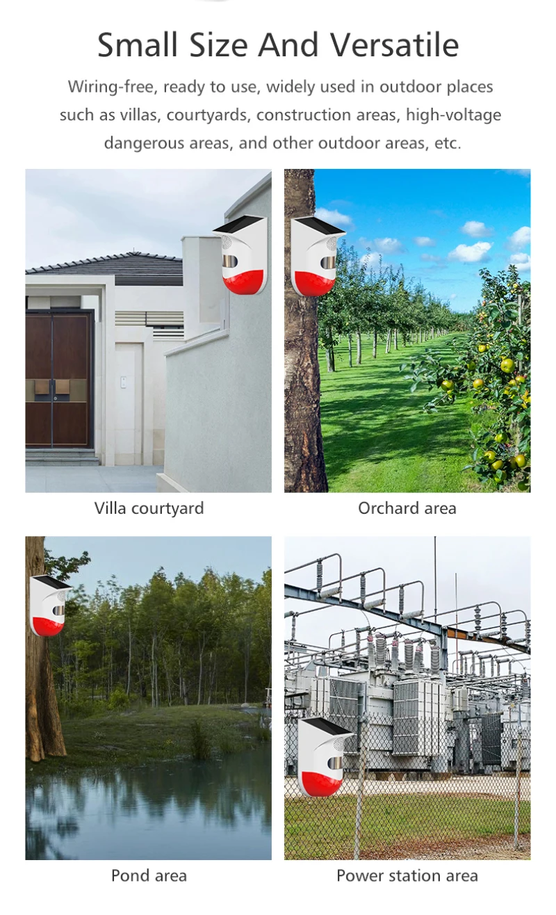 Tuya-sensor de Sirene de Alarme Impermeável ao ar Livre Sensor de Som sem Fio Smart Life Home Security Systems Alexa Google Ifttt 130db 13 Smart Life, Home Security Systems, Alexa, Google, IFTTT, 130DB