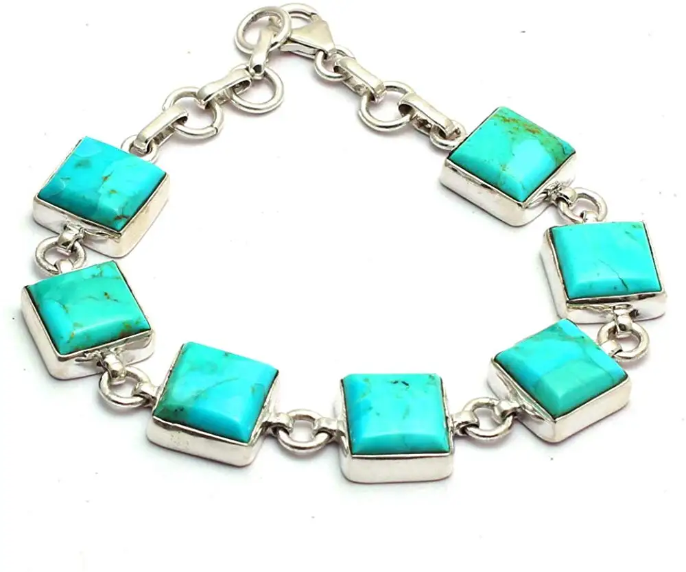 

Genuine Mohave Turquoise Bracelet 925 Sterling Silver,18.5 cm, 2SBR0111