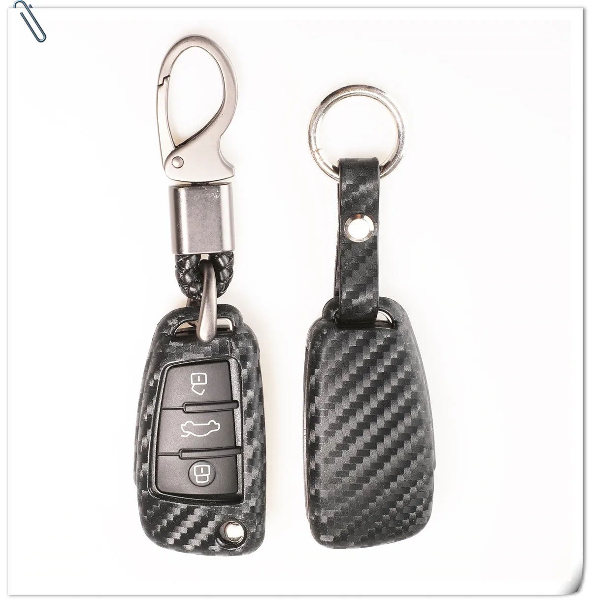 Keyforkess 10X3 Pulsante di Carbonio Morbido Silicone Auto Chiave A Distanza Fob Caso Della Copertura Per Audi A3 8L 8P a4 B6 B7 B8 A6 C5 C6 4F RS3 Q3 Q7 TT - H28b656341dca44379bb70e19b3afef015