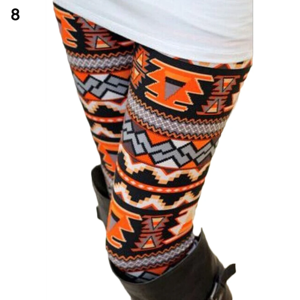 Новинка, стильные женские леггинсы с высокой талией, зимние длинные штаны с рождественским принтом, 18 цветов, обтягивающие повседневные штаны с цветочным принтом - Цвет: 8