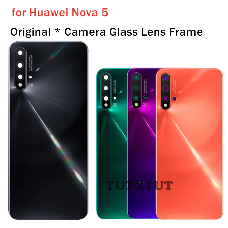 Для huawei Nova 5 задняя крышка батарейного отсека стеклянная задняя крышка корпуса дверная камера стеклянная рамка объектива для huawei Nova5 Запасная часть