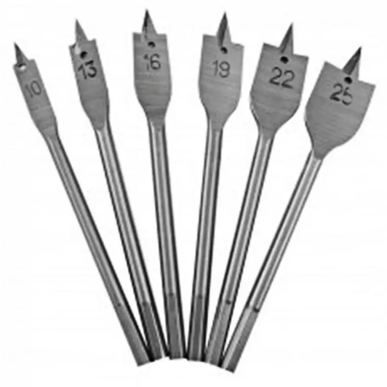 6pcs/lot Wood Flat Drill Sets 10mm 12mm 16mm 18mm 20mm 25mm Paddle Flat Wood Boring Drill Bit Set Power Tools With Hex Shank