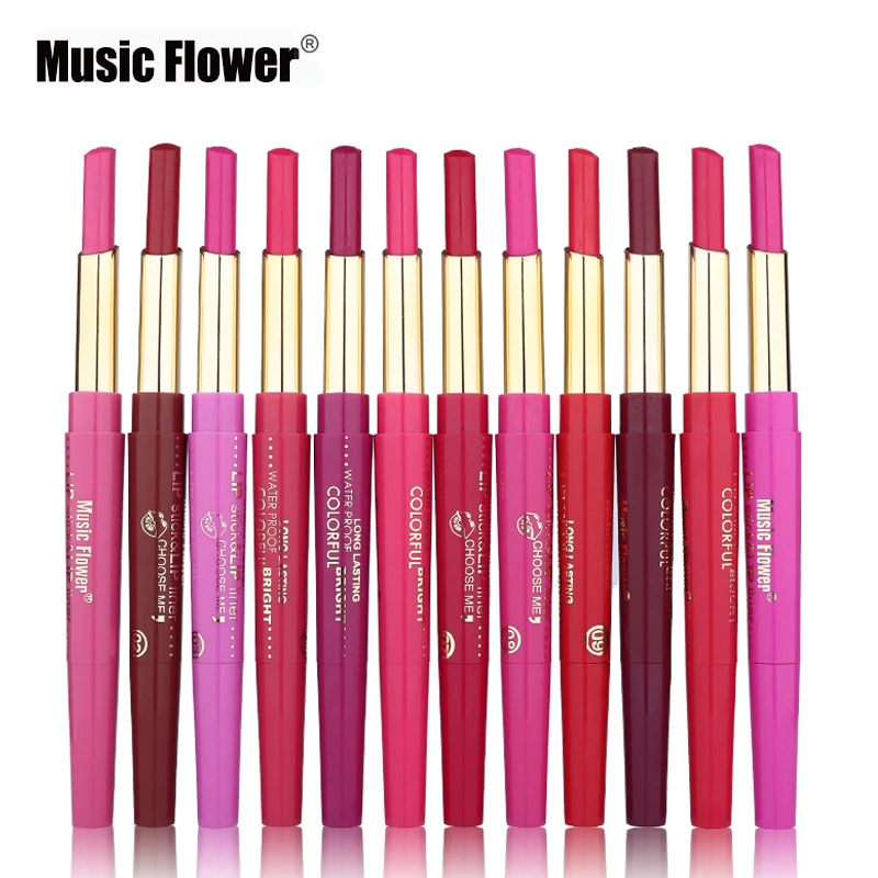 Music Flower 2 In1 Lipstick + Lipliner 12 Color Makeup Set Velvet Matte Lip Stick Paint Nude Pigment Waterproof Brand Cosmetics Music Flower 2 In1 Lipstick + Lipliner 12 Color Makeup Set Velvet Matte Lip Stick Paint Nude Pigment Waterproof Brand Cosmetics