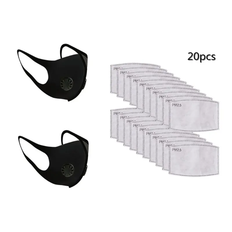 

2Pcs Unisex Cotton Mouth Mask with Filter Washable Reusable Breathable Recycle Anti-dust Anti-Pollution Cycle Face Cover