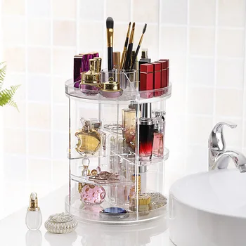 

Rotating Cosmetic Storage Box 360° Rotation Adjustable Carousel Cosmetic Storage