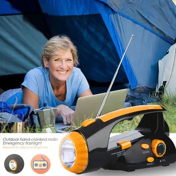 

Hand Flashlight Durable 3 LED Yellow Black ABS Radio Camp Explore Tactical Flashlight Searchlight Outdoors Radio Flashlight