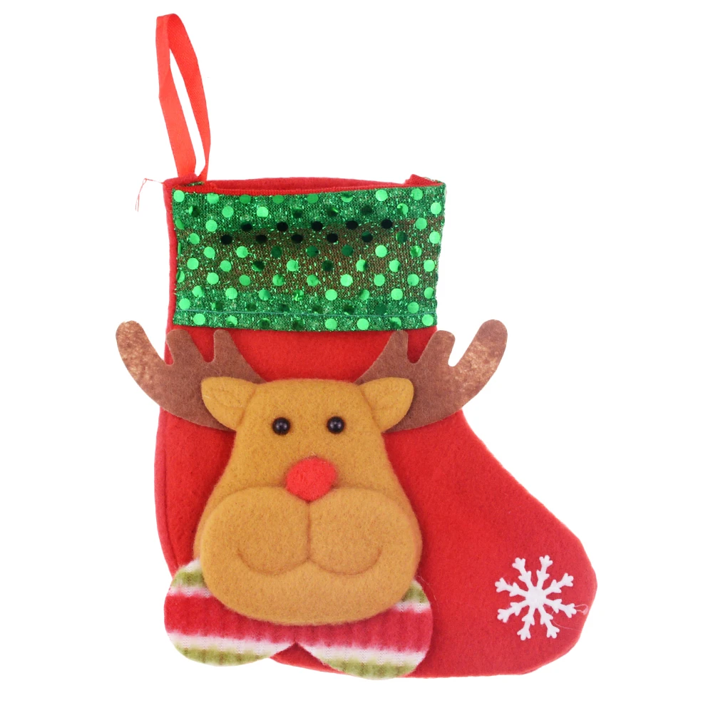 1PCS Christmas Stockings Hanging Christmas Tree Decoration Ornaments New Year Candy Bag Gifts Socks Stocking Xmas Ornament - Цвет: Deer sequin