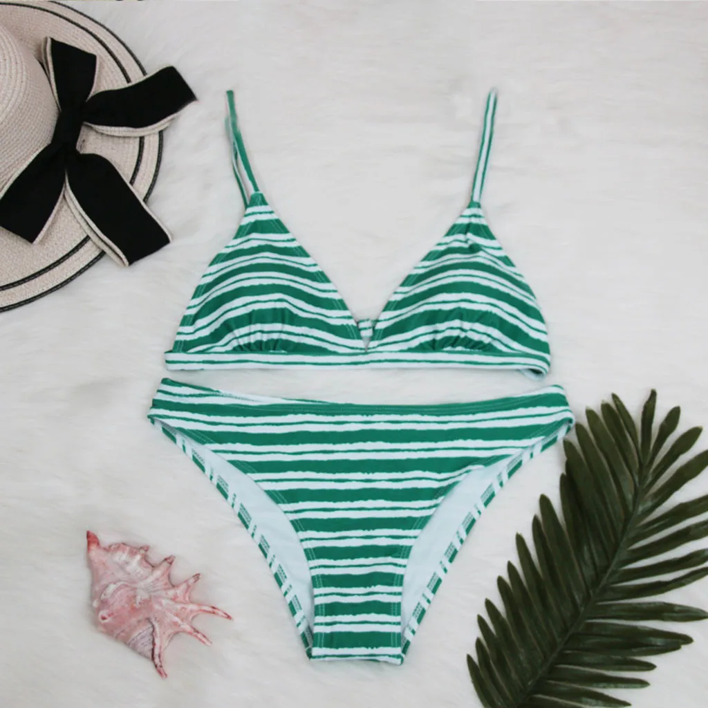 JAYCOSIN stripe print triangle bag swimwear women two-piece bikini sexy beach summer new cute low waist swimsuit fashion 