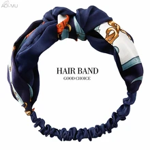 AOMU 28 стиль дизайн Ткань крест завязанный бант шифон Цветочный мода оголовье для женщин Бохо аксессуары для волос в виде тюрбана голова