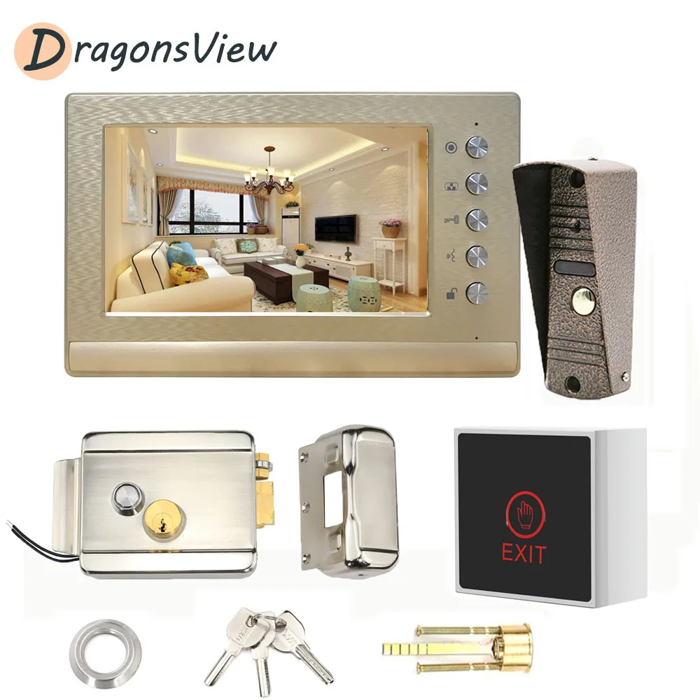Dragonsview проводной видеодомофон с замком Домашний домофон система 800TVL дверной