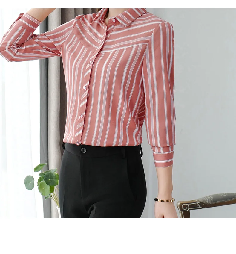 Naviu, новая мода, полосатая блузка, для женщин, blusas, для офиса, леди, стиль, длинный рукав, официальные топы, Весенняя Рабочая одежда
