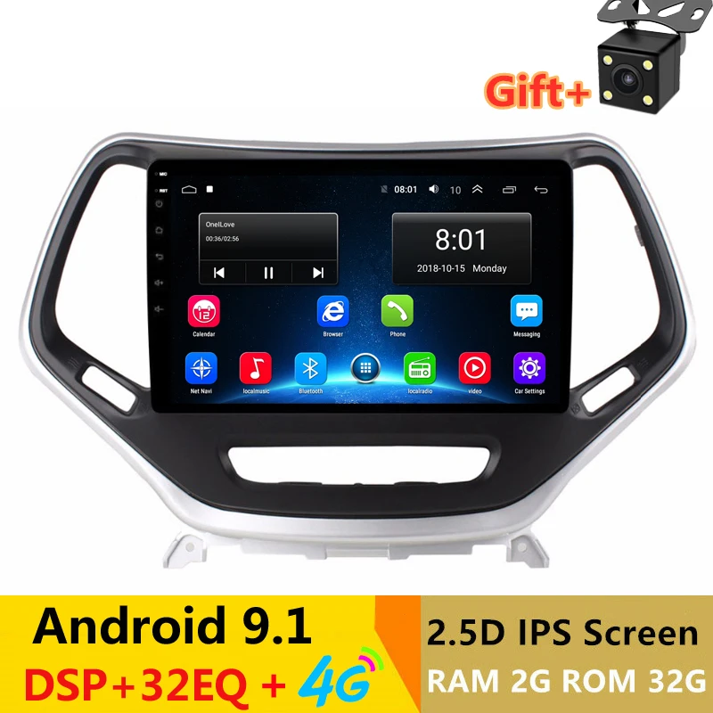 

9" 2.5D IPS Android 9.1 Car DVD Multimedia Player GPS for Jeep Cherokee 2014 2015 2016 car radio with DSP 32EQ stereo navigation