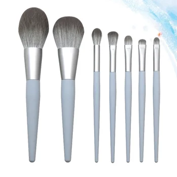 

1 Set of 7Pcs Makeup Brushes with Cone Plastic Handle Portable Cosmetic Brushes Beauty Tools (Grey)