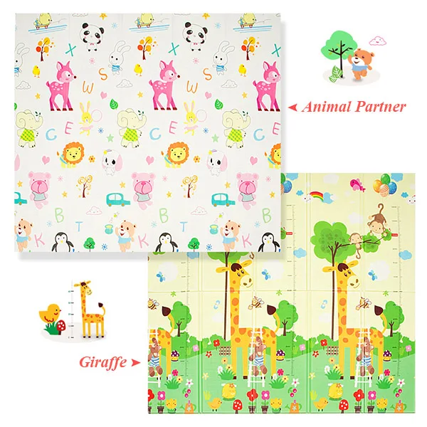 giraffe 1,5 см утолщенный игровой коврик 200*180 см складной мультяшный детский игровой коврик детский коврик для ползания пазл нескользящий игровой коврик - Цвет: giraffe