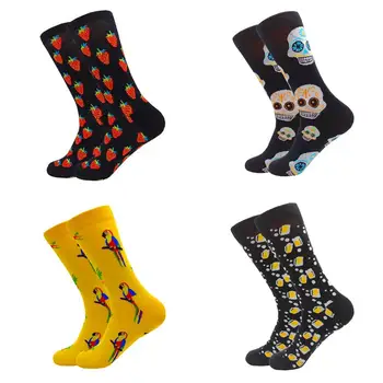 

Korean style fashion compression cotton Novelty Happy Funny Men Graphic Socks Crazy Cool Skateboard socks